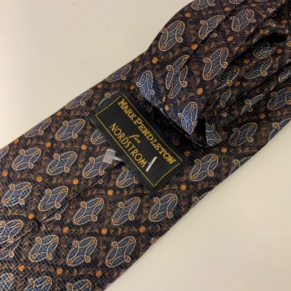 Nordstrom Elegant Blue and Brown Patterned Tie - Picture 2 of 2